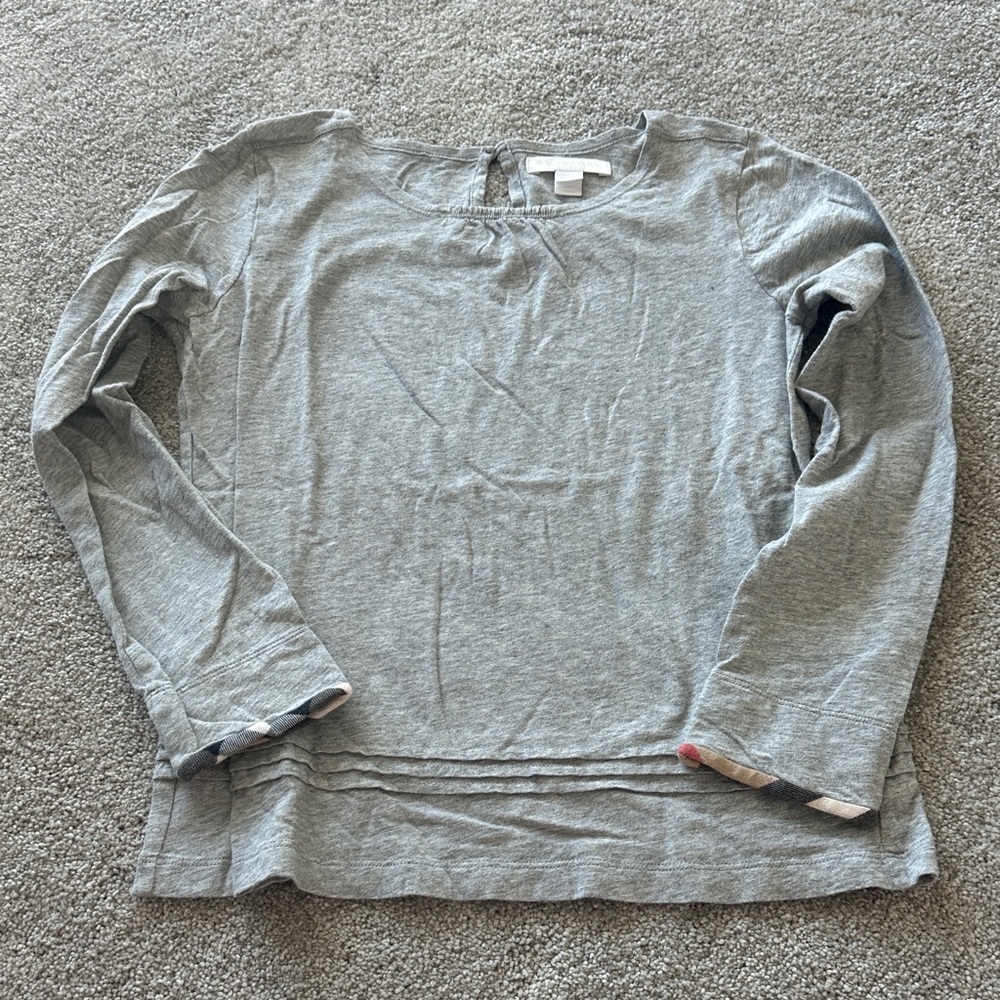 Burberry Kids Gray Long Sleeve Tee